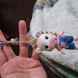 Cute Cow Keychain with Overalls